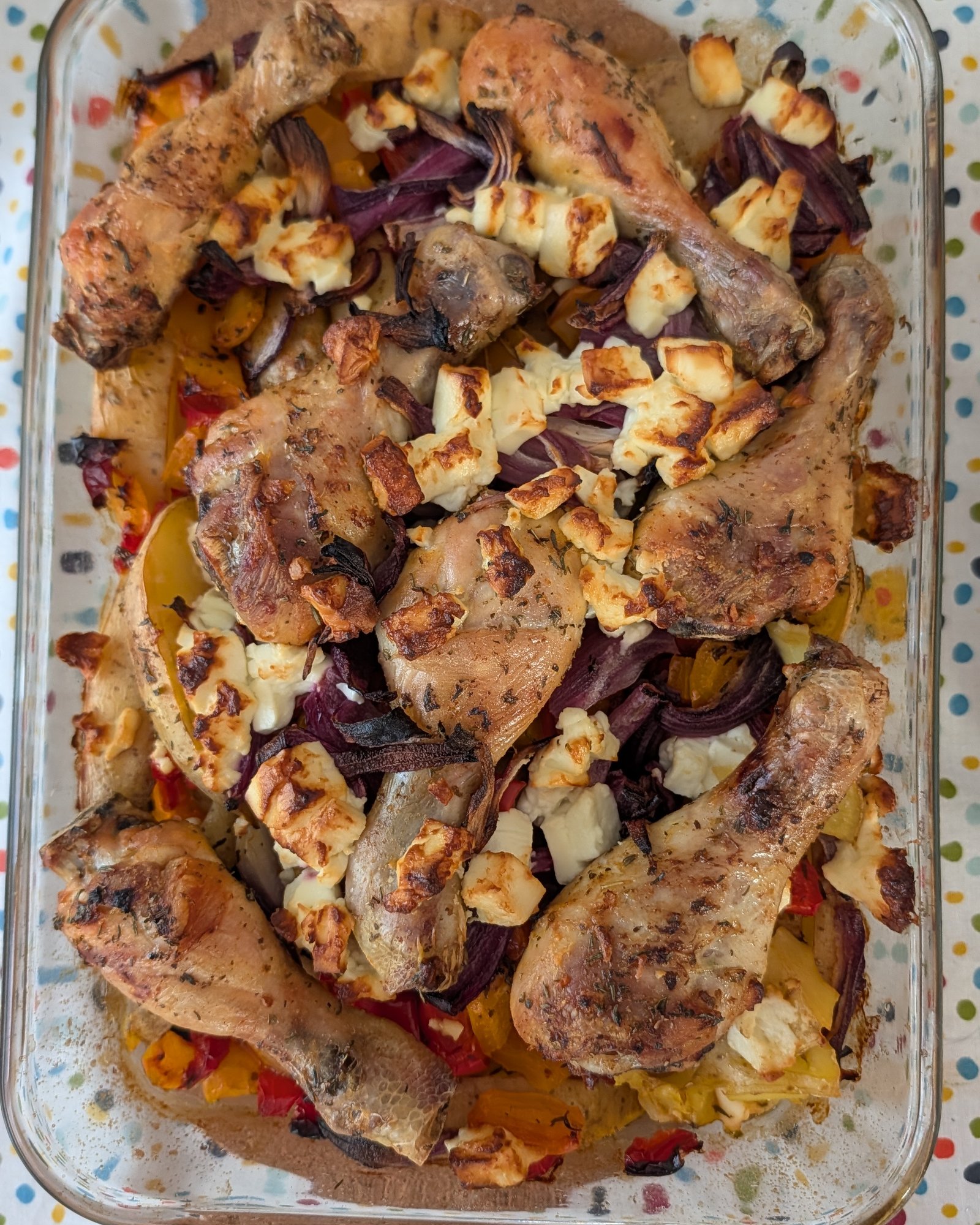 Greek Baked Chicken Drumsticks with Potatoes and Feta (Gyros-Style Sheet-Pan Dinner)